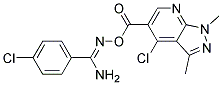 O1-[(4-chloro-1,3-dimethyl-1H-pyrazolo[3,4-b]pyridin-5-yl)carbonyl]-4-chlorobenzene-1-carbohydroximamide Struktur