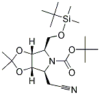 (3AR,4R,6S,6AS)-4-(TERT-BUTYL-DIMETHYL-SILANYLOXYMETHYL)-6-CYANOMETHYL-2,2-DIMETHYL-TETRAHYDRO-[1,3]DIOXOLO[4,5-C]PYRROLE-5-CARBOXYLIC ACID TERT-BUTYL ESTER Struktur