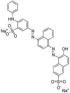 disodium 6-hydroxy-5-[[4-[[4-(phenylamino)-3-sulphonatophenyl]azo]naphthyl]azo]naphthalene-2-sulphonate  Struktur