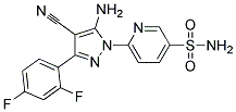 6-[5-amino-4-cyano-3-(2,4-difluorophenyl)-1H-pyrazol-1-yl]pyridine-3-sulfonamide Struktur