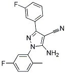 5-amino-1-(5-fluoro-2-methylphenyl)-3-(3-fluorophenyl)-1H-pyrazole-4-carbonitrile Struktur