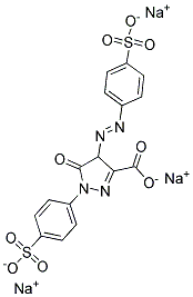 5-Oxo-1-(p-sulfophenyl)-4-[(p-sulfophenyl)azo]-2-pyrazoline-3-carboxylic acid, trisodium salt Struktur