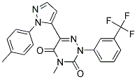 4-Methyl-6-(1-(4-methylphenyl)-1H-pyrazol-5-yl)-2-(3-(trifluoromethyl)phenyl)-1,2,4-triazine-3,5(2H,4H)-dione Struktur