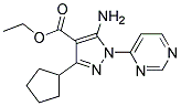 ethyl 5-amino-3-cyclopentyl-1-pyrimidin-4-yl-1H-pyrazole-4-carboxylate Struktur