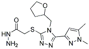 [5-(1,5-Dimethyl-1H-pyrazol-3-yl)-4-(tetrahydro-furan-2-ylmethyl)-4H-[1,2,4]triazol-3-ylsulfanyl]-aceticacidhydrazide Struktur