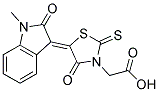 [(5Z)-5-(1-Methyl-2-oxo-1,2-dihydro-3H-indol-3-ylidene)-4-oxo-2-thioxo-1,3-thiazolidin-3-yl]acetic acid Struktur