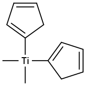 Dimethyl-bis(cyclopentadienyl)titanium Struktur