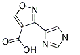 5-methyl-3-(1-methyl-1H-imidazol-4-yl)isoxazole-4-carboxylic acid Struktur