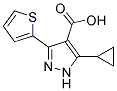 5-cyclopropyl-3-thiophen-2-yl-1H-pyrazole-4-carboxylic acid Struktur