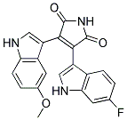 3-(6-fluoro-1H-indol-3-yl)-4-(5-methoxy-1H-indol-3-yl)-1H-pyrrole-2,5-dione Struktur