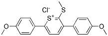 3,6-Bis(4-methoxyphenyl)-2-(methylthio)thiopyranyliumchloride Struktur