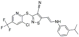 3-((3-Chloro-5-(trifluoromethyl)-2-pyridinyl)sulfanyl)-5-(2-(3-isopropylphenylamino)vinyl)-4-isothiazolecarbonitrile Struktur