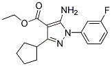 ethyl 5-amino-3-cyclopentyl-1-(3-fluorophenyl)-1H-pyrazole-4-carboxylate Struktur