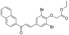 Ethyl 2-(2,6-dibromo-4-[3-(2-naphtyl)-3-oxoprop-1-enyl]phenoxy)acetate Struktur