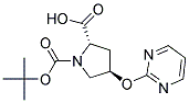 (2S,4R)-1-(tert-butoxycarbonyl)-4-(pyrimidin-2-yloxy)pyrrolidine-2-carboxylic acid Struktur