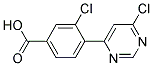 3-Chloro-4-(6-chloro-pyrimidin-4-yl)-benzoic acid Struktur