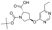 (2S,4R)-1-(tert-butoxycarbonyl)-4-[(6-ethylpyrimidin-4-yl)oxy]pyrrolidine-2-carboxylic acid Struktur