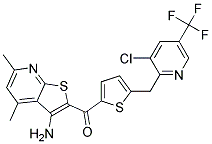 (3-Amino-4,6-dimethylthieno[2,3-b]pyridin-2-yl)(5-((3-chloro-5-(trifluoromethyl)-2-pyridinyl)methyl)-2-thienyl)methanone Struktur