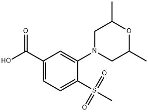 3-(2,6-Dimethylmorpholin-4-yl)-4-methylsulfonylbenzoicacid Struktur