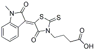 4-[(5Z)-5-(1-Methyl-2-oxo-1,2-dihydro-3H-indol-3-ylidene)-4-oxo-2-thioxo-1,3-thiazolidin-3-yl]butanoic acid Struktur