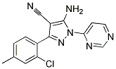 5-amino-3-(2-chloro-4-methylphenyl)-1-pyrimidin-4-yl-1H-pyrazole-4-carbonitrile Struktur