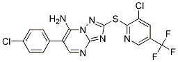 6-(4-Chlorophenyl)-2-((3-chloro-5-(trifluoromethyl)-2-pyridinyl)sulfanyl)(1,2,4)triazolo[1,5-a]pyrimidin-7-amine Struktur