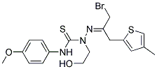 N-(4-Methoxyphenyl)-2-[2-bromo-1-(4-methylohenyl)ethylidene]-1-(2-hydroxyethyl)hydrazine-1-carbothioamide Struktur