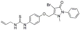 4-Bromo-2-methyl-1-phenyl-3-((4-(((prop-2-enylamino)thioxomethyl)amino)phenoxy)methyl)-3-pyrazolin-5-one Struktur