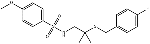 N-(2-[(4-FLUOROBENZYL)SULFANYL]-2-METHYLPROPYL)-4-METHOXYBENZENESULFONAMIDE Struktur