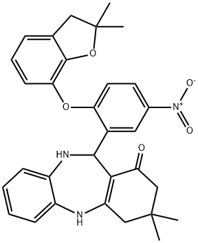 2,10-DIAZA-9-(2-(2,2-DIMETHYL(3-OXAINDAN-4-YLOXY))-5-NITROPHENYL)-5,5-DIMETHYLTRICYCLO[9.4.0.0(3,8)]PENTADECA-1(15),3(8),11(12),13-TETRAEN-7-ONE Struktur