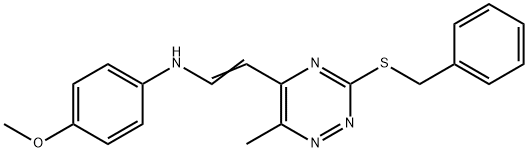 N-(2-[3-(BENZYLSULFANYL)-6-METHYL-1,2,4-TRIAZIN-5-YL]VINYL)-4-METHOXYANILINE Struktur