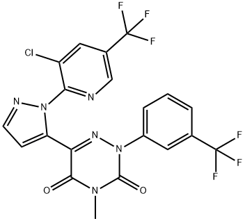 6-(1-[3-CHLORO-5-(TRIFLUOROMETHYL)-2-PYRIDINYL]-1H-PYRAZOL-5-YL)-4-METHYL-2-[3-(TRIFLUOROMETHYL)PHENYL]-1,2,4-TRIAZINE-3,5(2H,4H)-DIONE Struktur