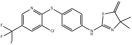 (4,4-DIMETHYL-3-METHYLENE(2,5-THIAZOLINYL))(4-(3-CHLORO-5-(TRIFLUOROMETHYL)(2-PYRIDYLTHIO))PHENYL)AMINE Struktur