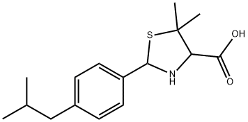 5,5-DIMETHYL-2-(4-(2-METHYLPROPYL)PHENYL)-1,3-THIAZOLIDINE-4-CARBOXYLIC ACID Struktur