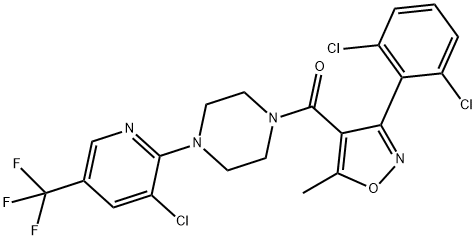 3-(2,6-DICHLOROPHENYL)-5-METHYLISOXAZOL-4-YL 4-(3-CHLORO-5-(TRIFLUOROMETHYL)(2-PYRIDYL))PIPERAZINYL KETONE Struktur