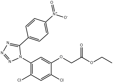 ETHYL 2-(2,4-DICHLORO-5-[5-(4-NITROPHENYL)-1H-1,2,3,4-TETRAAZOL-1-YL]PHENOXY)ACETATE Struktur