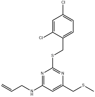 N-ALLYL-2-[(2,4-DICHLOROBENZYL)SULFANYL]-6-[(METHYLSULFANYL)METHYL]-4-PYRIMIDINAMINE Struktur