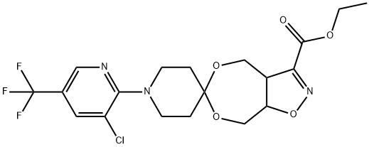 [3-ETHOXYCARBONYL-4,5-BIS(HYDROXYMETHYL)-4,5-DIHYDROISOXAZOLE][1-(2-((3-CHLORO-5-TRIFLUOROMETHYL)PYRIDYL))-4-PIPERIDINE]KETAL Struktur