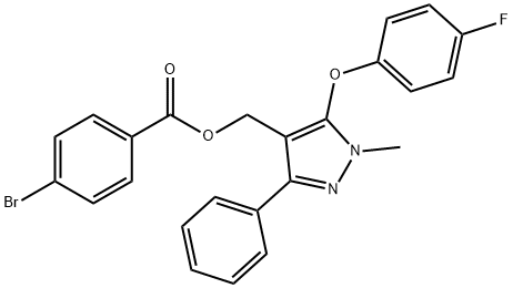 [5-(4-FLUOROPHENOXY)-1-METHYL-3-PHENYL-1H-PYRAZOL-4-YL]METHYL 4-BROMOBENZENECARBOXYLATE Struktur