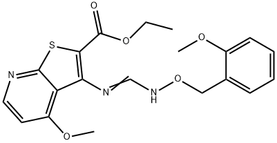 ETHYL 4-METHOXY-3-[(([(2-METHOXYBENZYL)OXY]IMINO)METHYL)AMINO]THIENO[2,3-B]PYRIDINE-2-CARBOXYLATE Struktur