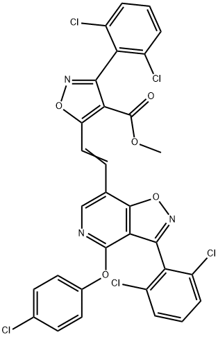 METHYL 5-(2-[4-(4-CHLOROPHENOXY)-3-(2,6-DICHLOROPHENYL)ISOXAZOLO[4,5-C]PYRIDIN-7-YL]VINYL)-3-(2,6-DICHLOROPHENYL)-4-ISOXAZOLECARBOXYLATE Struktur