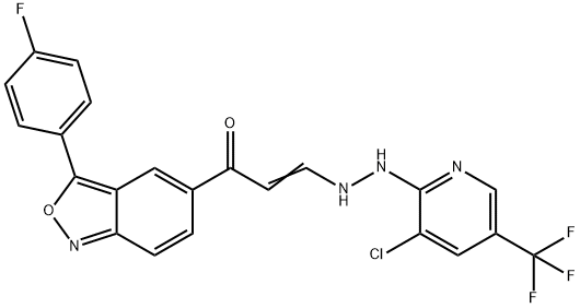 3-(2-[3-CHLORO-5-(TRIFLUOROMETHYL)-2-PYRIDINYL]HYDRAZINO)-1-[3-(4-FLUOROPHENYL)-2,1-BENZISOXAZOL-5-YL]-2-PROPEN-1-ONE Struktur