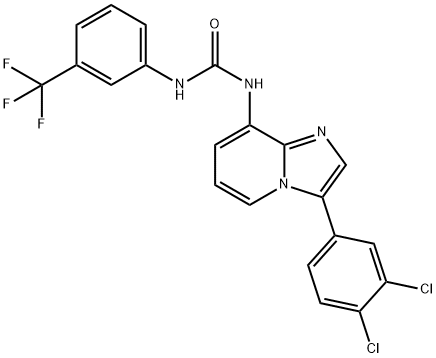 N-[3-(3,4-DICHLOROPHENYL)IMIDAZO[1,2-A]PYRIDIN-8-YL]-N'-[3-(TRIFLUOROMETHYL)PHENYL]UREA Struktur