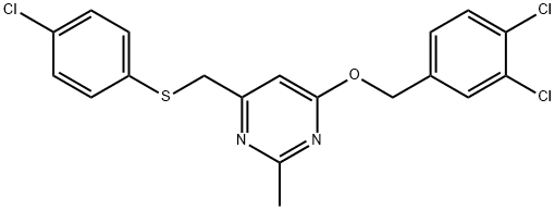 4-([(4-CHLOROPHENYL)SULFANYL]METHYL)-6-[(3,4-DICHLOROBENZYL)OXY]-2-METHYLPYRIMIDINE Struktur