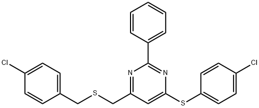 4-([(4-CHLOROBENZYL)SULFANYL]METHYL)-6-[(4-CHLOROPHENYL)SULFANYL]-2-PHENYLPYRIMIDINE Struktur