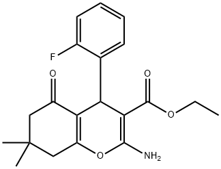 ETHYL 2-AMINO-4-(2-FLUOROPHENYL)-7,7-DIMETHYL-5-OXO-4,6,7,8-TETRAHYDRO2H-CHROMENE-3-CARBOXYLATE Struktur