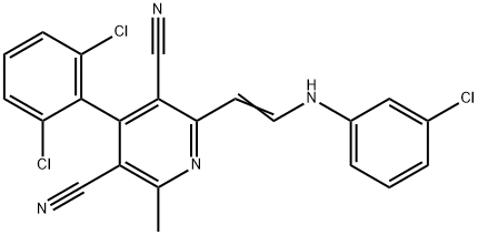 2-[2-(3-CHLOROANILINO)VINYL]-4-(2,6-DICHLOROPHENYL)-6-METHYL-3,5-PYRIDINEDICARBONITRILE Struktur