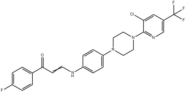 3-(4-(4-[3-CHLORO-5-(TRIFLUOROMETHYL)-2-PYRIDINYL]PIPERAZINO)ANILINO)-1-(4-FLUOROPHENYL)-2-PROPEN-1-ONE Struktur