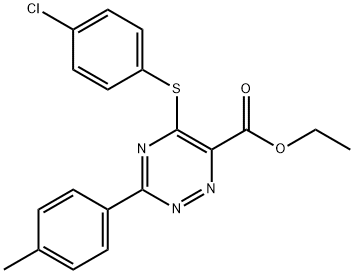 ETHYL 5-[(4-CHLOROPHENYL)SULFANYL]-3-(4-METHYLPHENYL)-1,2,4-TRIAZINE-6-CARBOXYLATE Struktur