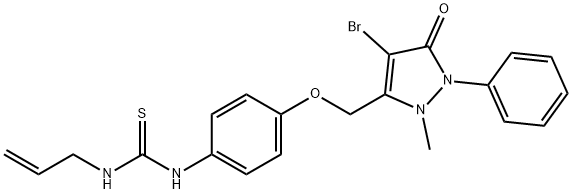 4-BROMO-2-METHYL-1-PHENYL-3-((4-(((PROP-2-ENYLAMINO)THIOXOMETHYL)AMINO)PHENOXY)METHYL)-3-PYRAZOLIN-5-ONE Struktur